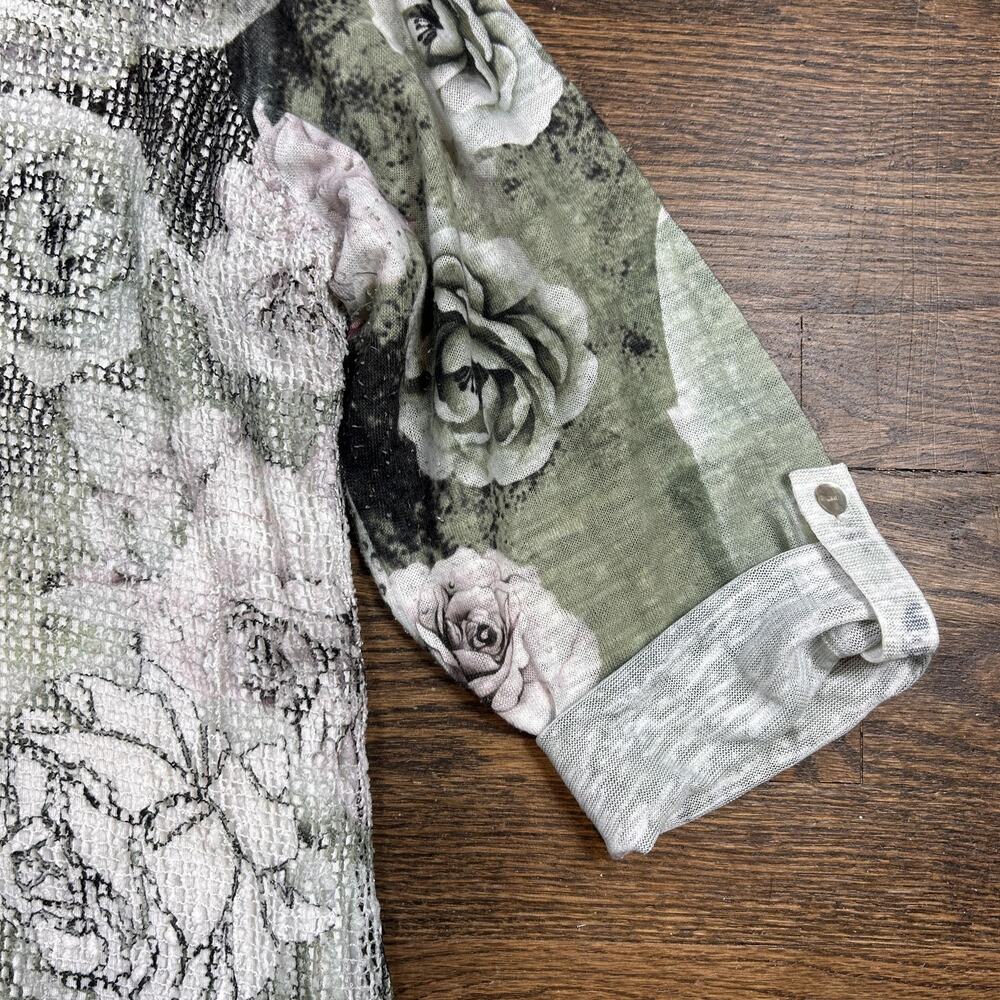 Ali Miles Tunic Blouse Womens 1X Multicolor Floral Ruffle‎ Hem Knit 3/4 Sleeve - Picture 4 of 9